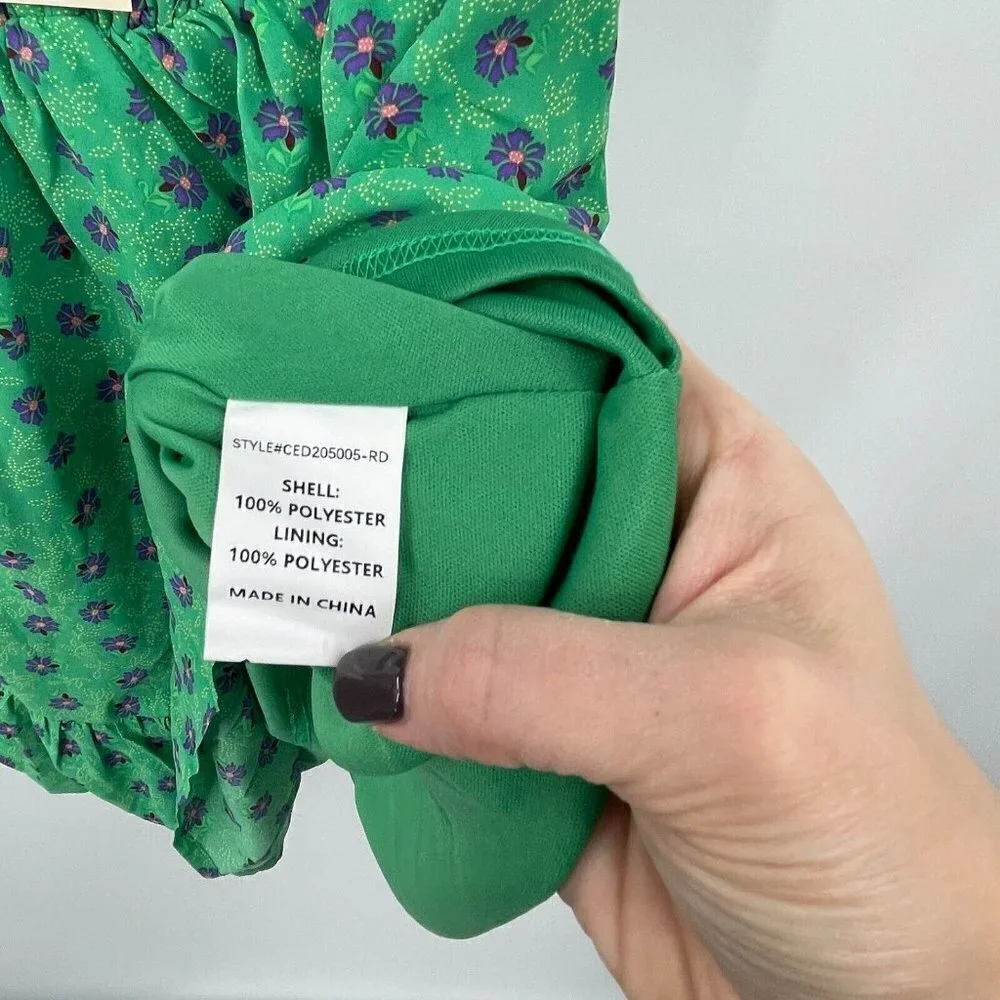 Melloday Womens Dress S Green Multi Floral V Neck Sleeveless Lined Sundress New